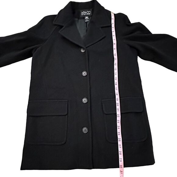 NY&CO ~ Women’s Black Overcoat ~ 100% Wool ~ freshly dry cleaned ~ size 4 - Picture 6 of 8